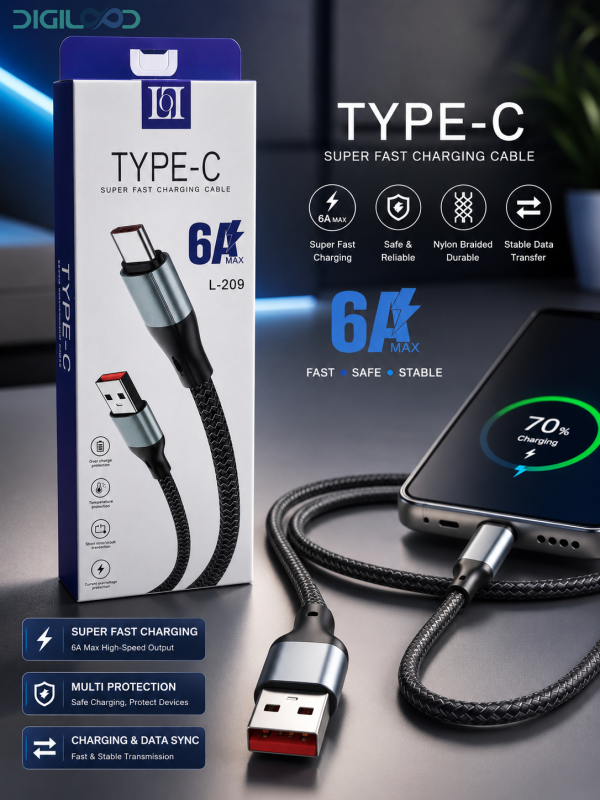 کابل شارژ LOL لول USB به Type-C مدل L-209 - تصویر 2